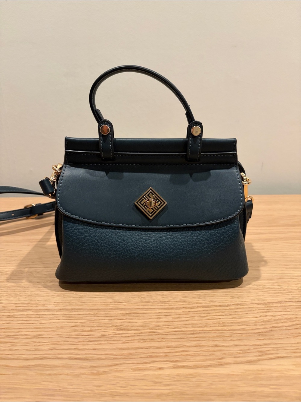 Pierre Cardin Classic Structured Top-Handle Bag in Deep Teal